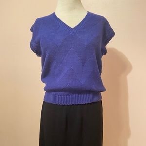 Vintage 1980s Tuscony Knit Vest Cotton Ramie